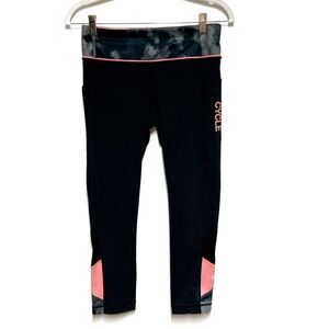 Lululemon x Soul Cycle Black Pink crop Logo Leggings Size 6